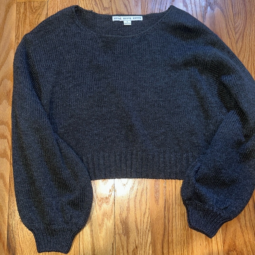 HYFVE Charcoal Gray Knitted Crop Sweater